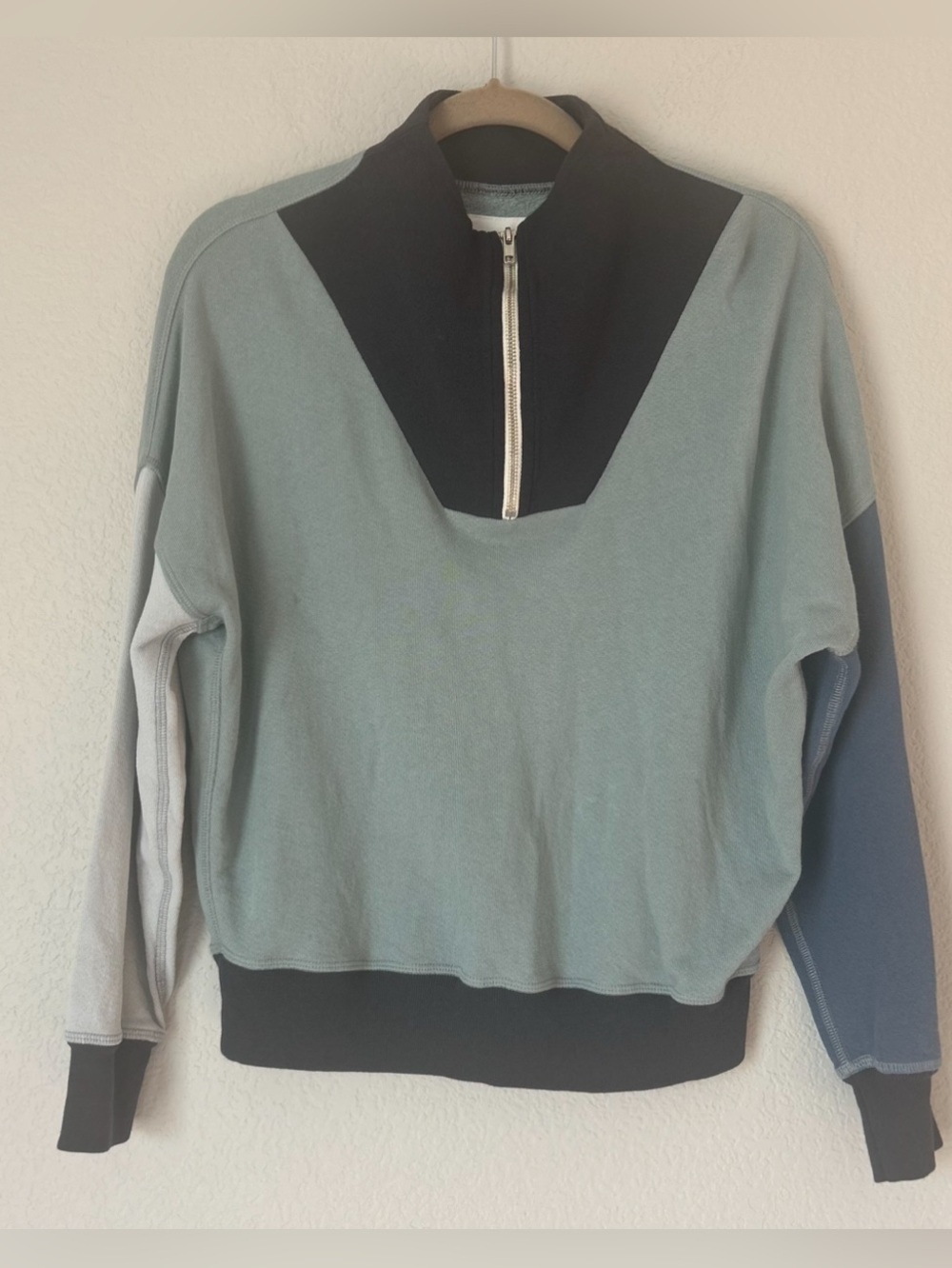 The GREAT The Colorblock Trail Sweatshirt in Mineral Blue